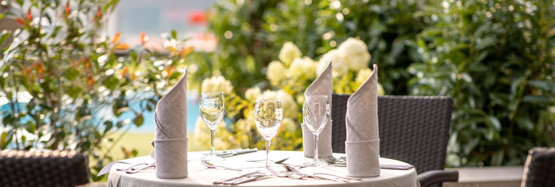 A table for three on the patio