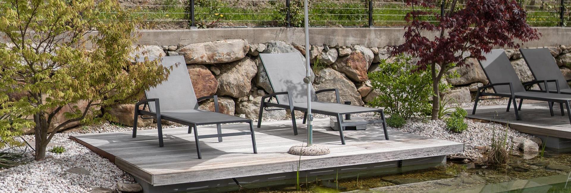 Loungers at the swimming pond